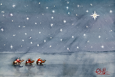 Julkort - Under stjärnklar himmel